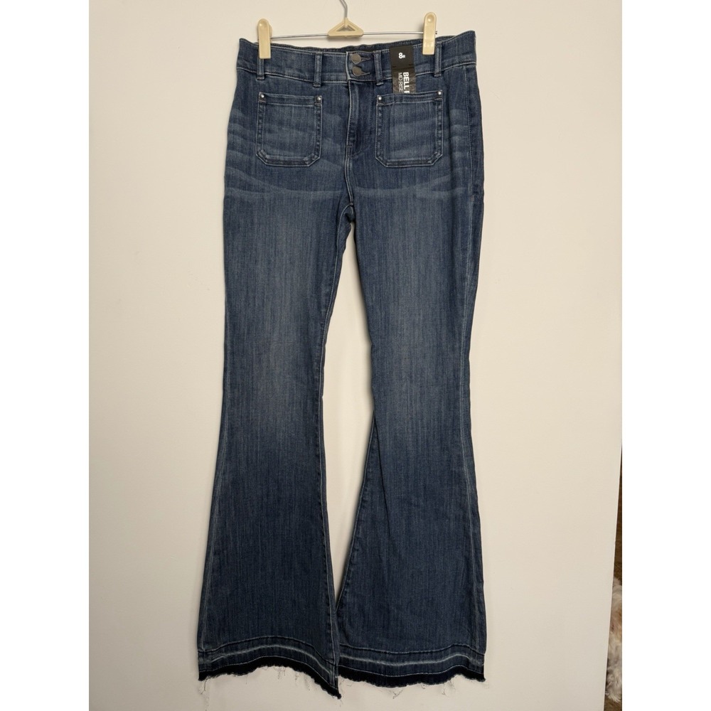 Express Jeans Womens Size 8R Bell Flare Mid Rise Pockets In Front New 34" Inseam